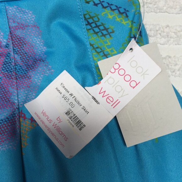 Eleven by Venus Williams Blue Floral Pleated Flutter Skirt Skort Large New $65 - Picture 5 of 8